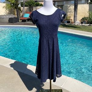 Anthropologie | Delta | Knitted Floral navy Dress | Size XS